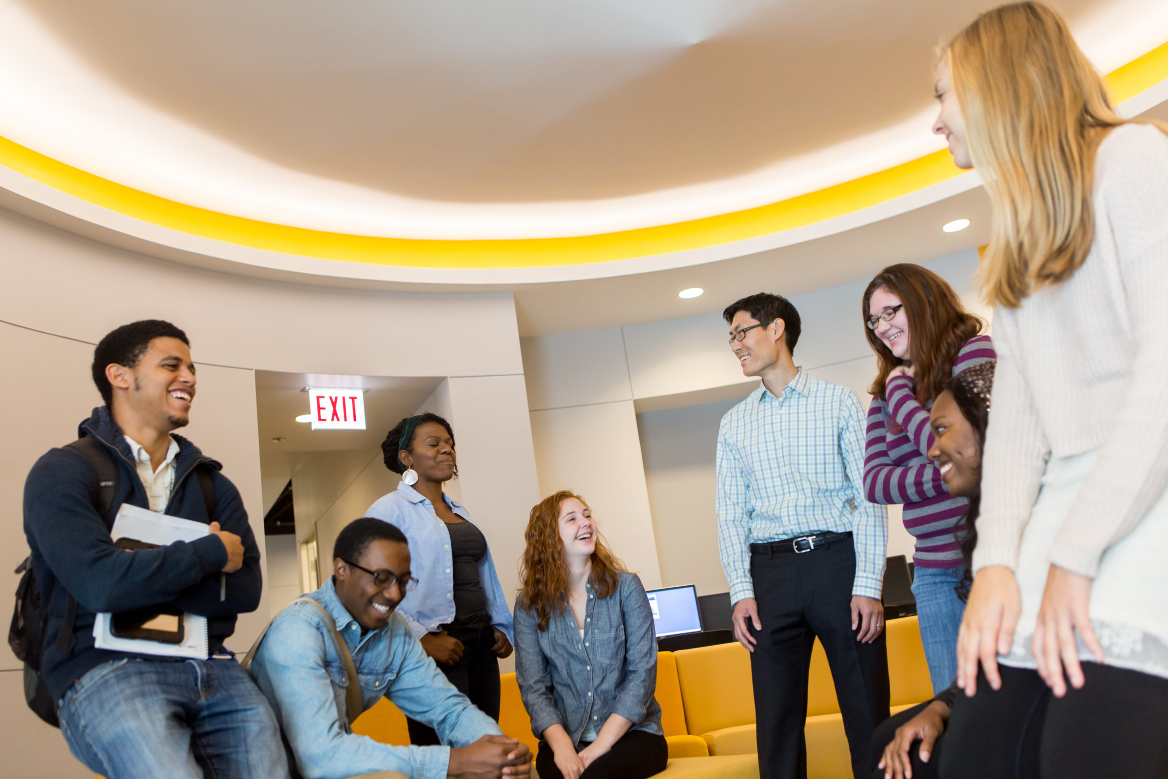 Students gathered in a circle in Center for Student Engagement