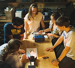 Students in a laboratory classroom