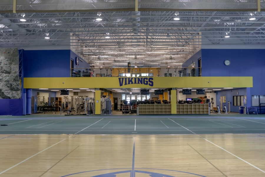 The Helwig Recreation Center boasts some of the most dynamic practice, conditioning, rehabilitation, and recreation spaces in the nation. Facilities include weight and cardio equipment, a climbing wall, track, basketball and volleyball courts, turf, and batting cages.
