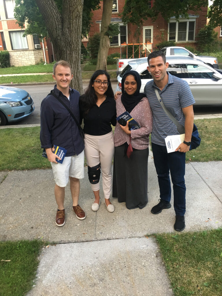 Smagala canvassing in the 39th Ward