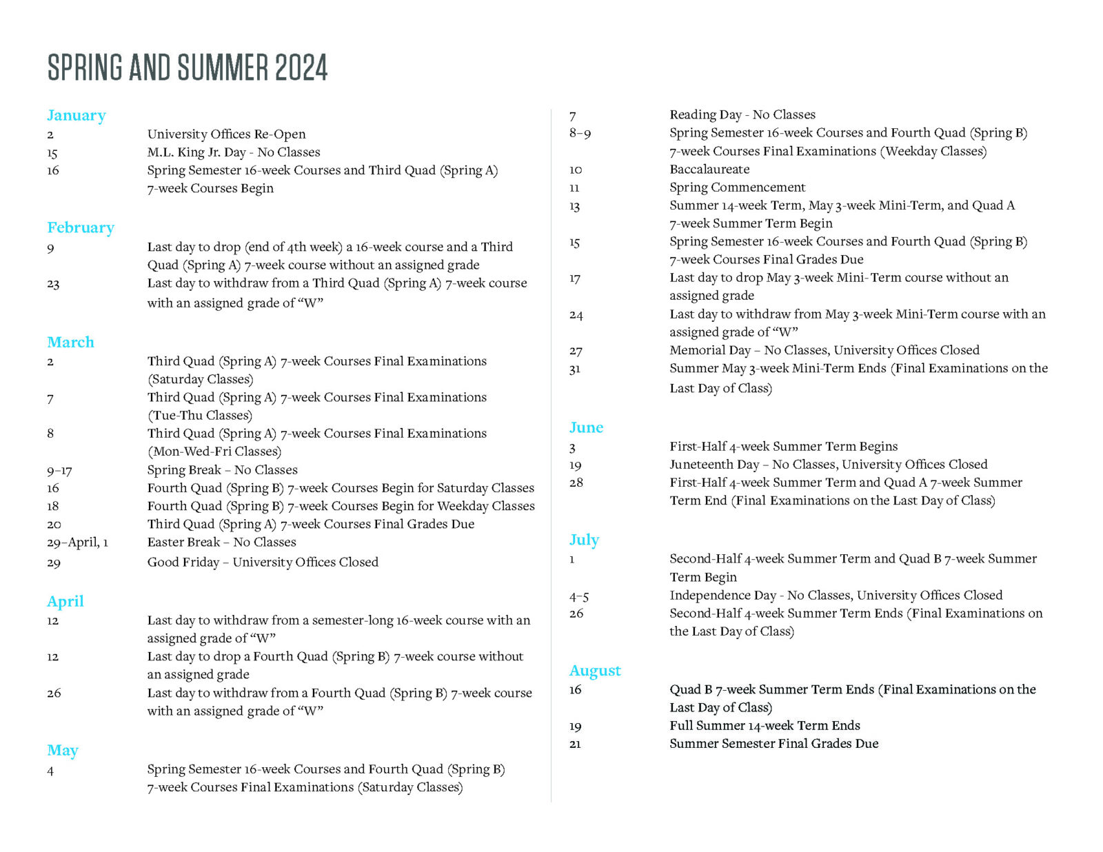 Academic Calendar North Park University Academic Calendar North Park University